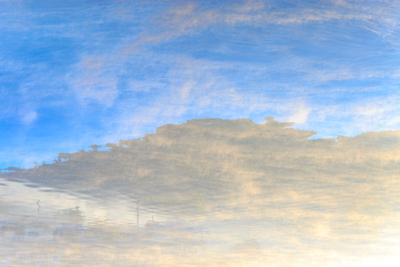 White fog or mist on the water of lake or pond in the morning for abstract background use.