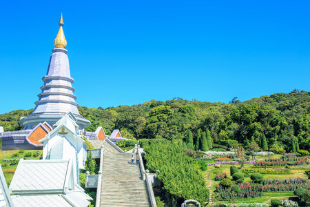 Chiangmai, Thailand. - February 23, 2017 : Landmark landscape pagoda in doi Inthanon national park at Chiangmai Thailand.のeditorial素材