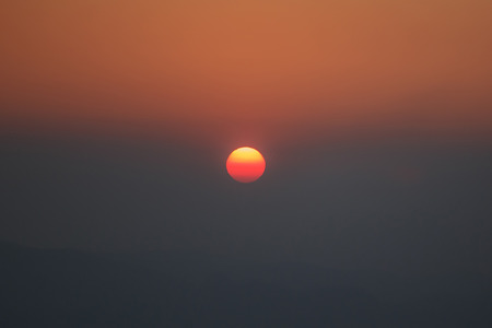 Sunset over mountain or hillの写真素材