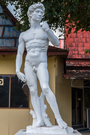 Mini Siam, Pattaya, Chonburi Province, Thailand. - NOVEMBER 1, 2015 : Replica of David statue by Michaelangelo landmark of Rome, Italy at Mini Siam miniature park attraction.のeditorial素材