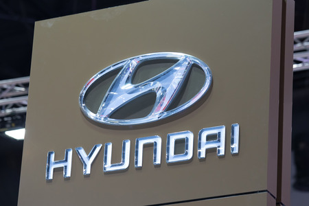 Bangkok, Thailand. - August 27, 2017 : Hyundai car logo at motor show.のeditorial素材