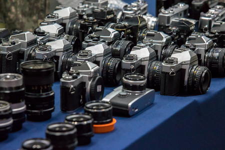 Bangkok, Thailand. - August 27, 2017 : Vintage camera and lens sell at market