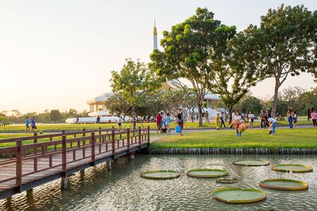 Bangkok, Thailand. - March 18, 2018 : Ratchamangkala Pavilion at public park name Suan Luang Rama IX on sunset or evening time Bangkok, Thailand.のeditorial素材