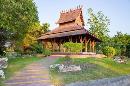 Bangkok, Thailand. - March 4, 2018 : Pavilion at Ratchamangkala Pavilion at public park name Suan Luang Rama IX on sunset or evening time Bangkok, Thailand.のeditorial素材