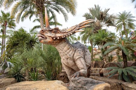 Pattaya,Thailand - 4 August 2018: Sculpture of a Dinosaur Valley model in  Suan Nongnooch Pattaya.のeditorial素材