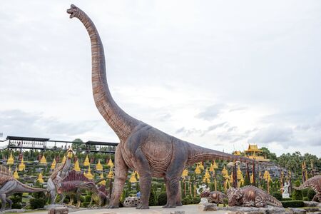 Pattaya,Thailand - 4 August 2018: Sculpture of a Dinosaur Valley model in  Suan Nong Nooch Pattaya.