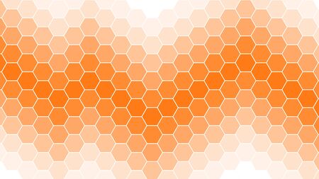 Honeycomb Grid tile random background or Hexagonal cell texture. in color orange with white gradient.の写真素材