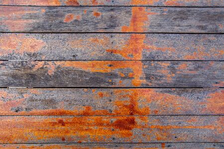 Top view of old grunge colorful or multi color wooden wall or floor for background texture.