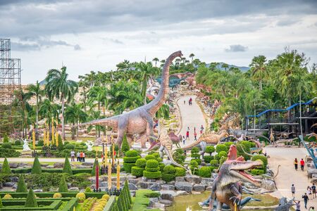 Pattaya,Thailand - 4 August 2018: Sculpture of a Dinosaur Valley model in  Suan Nongnooch Pattaya.のeditorial素材