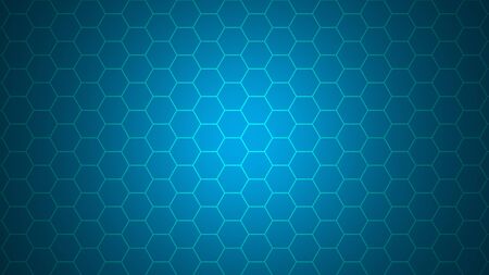Honeycomb Grid tile with light sky blue background with dark border gradient background shadow for use as technology background.の写真素材