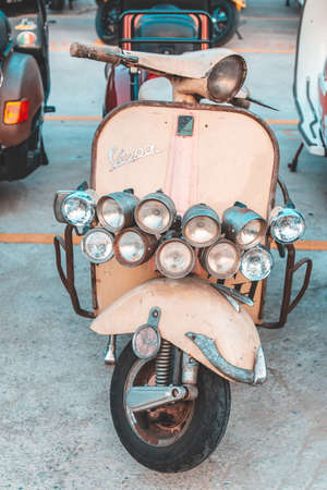 Bangkok, Thailand - 23 January 2016 : The classic Vespa vintage scooter motorcycle.のeditorial素材