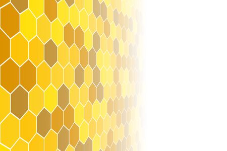 Perspective of honeycomb or honey Grid tiled for background or Hexagonal cell texture. in color yellow or gold or golden with white gradient shadow.の写真素材