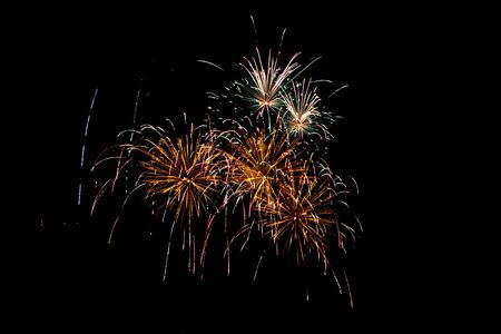 Fireworks for celebrate new year of 2020 isolated on black or dark background at night time.の写真素材
