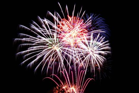 Fireworks for celebrate new year of 2020 isolated on black or dark background at night time.の写真素材