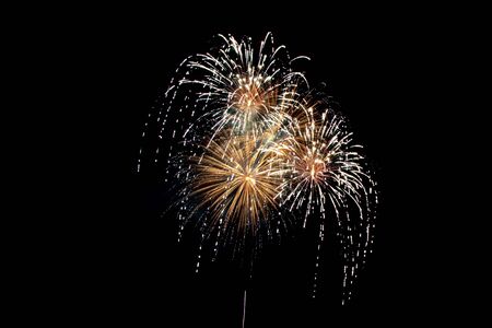 Fireworks for celebrate new year of 2020 isolated on black or dark background at night time.の写真素材
