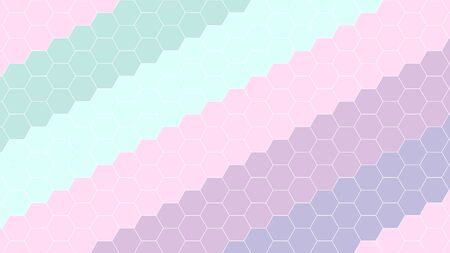 Honeycomb Grid tiled background of pastel multicolor or colorful red blue green pink or Hexagonal cell texture.の写真素材