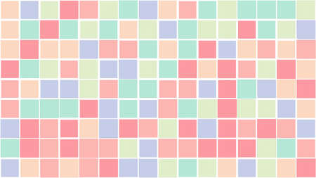 Square grid box or block for background or cell texture. With pastel tone of red green blue soft color.の写真素材