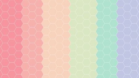 Honeycomb Grid tiled background of pastel multicolor or colorful red blue green pink or Hexagonal cell texture.の写真素材