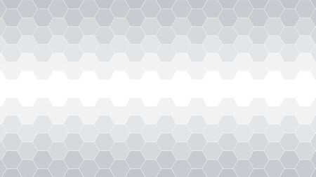 Honeycomb Grid tile random background or Hexagonal cell texture. in color white or gray or grey with copy space in the middle center.の写真素材