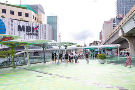 Bangkok, Thailand - August 24, 2019: Sky walk at MBK or Maboonkrong.  MBK is a famous of traveller at Bangkok, Thailand.のeditorial素材