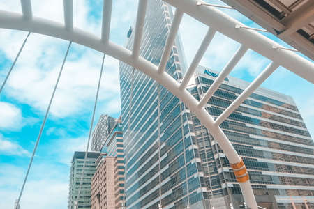 Bangkok, Thailand. - May 21, 2016 : interchange skywalk to transit between Sky Transit (BTS) and Bus Rapid Transit (BRT) at Chong Nonsi, Bangkok, Thailand.のeditorial素材