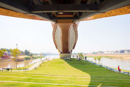 Nakhon Sawan, Thailand - December 30, 2019: Pasan view of the memorial building for the origin of Chao Phraya River in Nakhon Sawan, Thailand. Landmark for traveling.のeditorial素材
