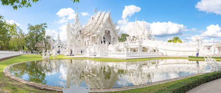 Chiangrai, Thailand - February 10, 2018: "Wat Rong Khun" or White Temple is the landmark of Chiang Rai Province, Thailand.のeditorial素材