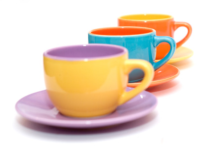 colourfull coffee cups isolated on white background