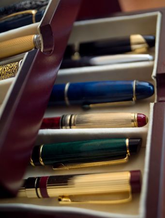 a collection of many different style pensの写真素材