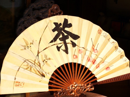 Chinese folding fan close-upのeditorial素材