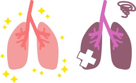 Simple Healthy and Unhealthy Lung Illustrations Internal Organs / Digestiveのイラスト素材