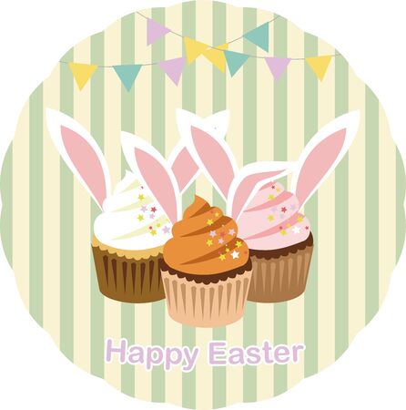 Happy Easter Bunny & Cupcake Imageのイラスト素材