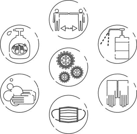 Corona Virus Protection Icon Setのイラスト素材