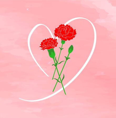Mother's Day Carnation and Heartのイラスト素材
