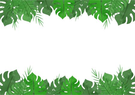Hand-painted Monstera Frame (Watercolor)のイラスト素材