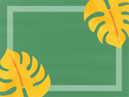 Hand-painted Monstera Frame (Watercolor) Colorのイラスト素材
