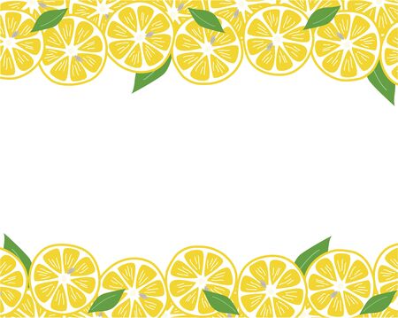 Hand-painted lemon and leaf background frameのイラスト素材