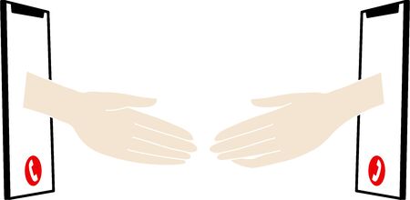 Image of handshakes in cooperation with each other (air handshake)のイラスト素材