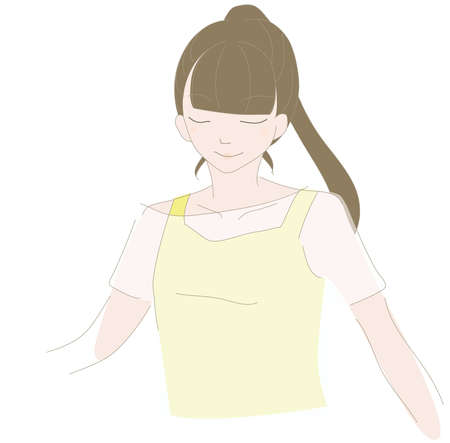 a woman in a ponytail runningのイラスト素材
