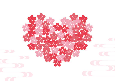 This is an illustration of a heart drawn with cherry blossoms.のイラスト素材