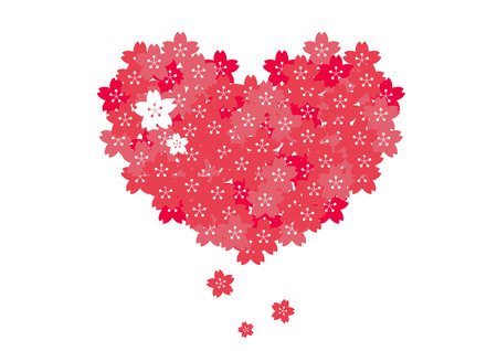 This is an illustration of a heart drawn with cherry blossoms.のイラスト素材