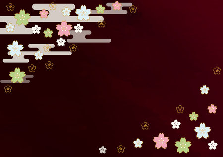 Japanese-style background material of cherry blossomsのイラスト素材