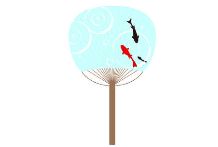 Illustration of a cool uchiwa with a goldfish patternのイラスト素材