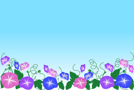 Illustration of morning face and summer blue skyのイラスト素材