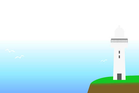 Background illustration of the view with lighthouseのイラスト素材