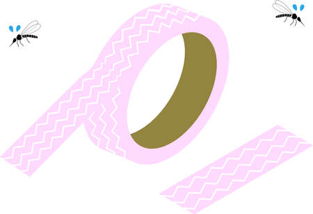 Illustration of mosquito and tape insect repellent itemのイラスト素材