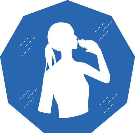 Silhouette icon of hydrating womanのイラスト素材