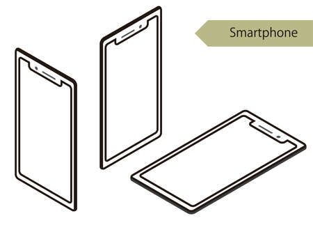Smartphone Frame Line Illustration Isometric Materialのイラスト素材