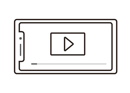 Smartphone Video Viewing Image Illustration Frame Line Illustration Frontのイラスト素材