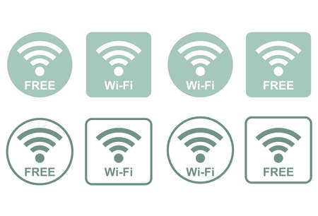 Free Wi-Fi and Wi-Fi Connection Markのイラスト素材